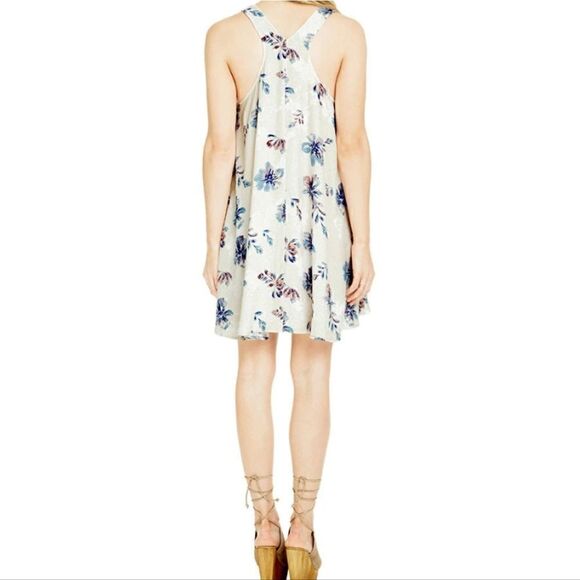 ASTR the Label Rena Racerback Dress Hibiscus Floral Swing Dress Beige/Pink XS - Picture 3 of 13